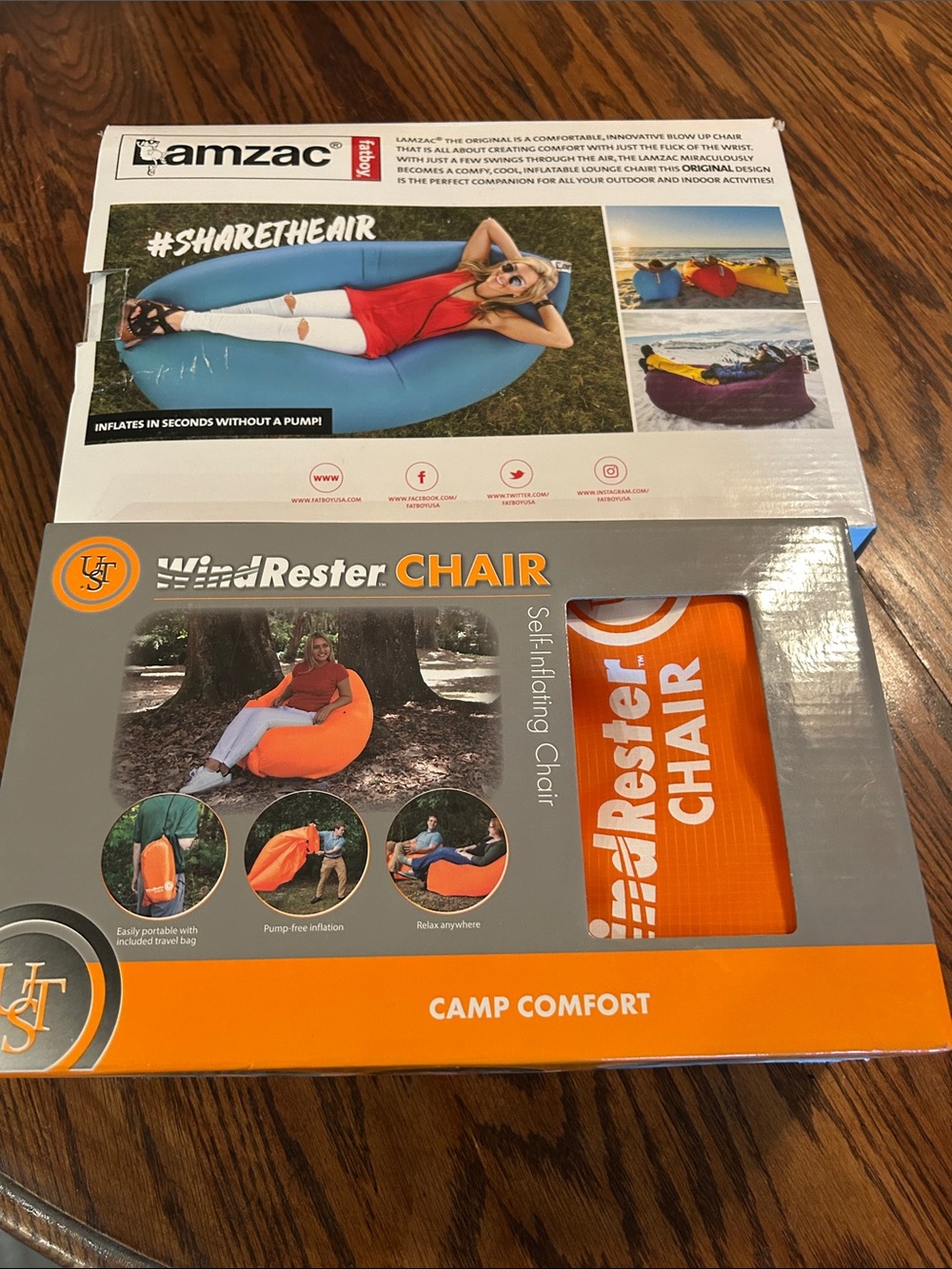 2 chairs self inflating- great for camping !